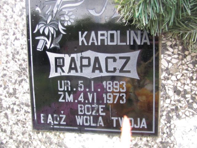 Karolina Rapacz 1893 Raba Wyżna Podsarnie i Harkabuz - Grobonet - Wyszukiwarka osób pochowanych